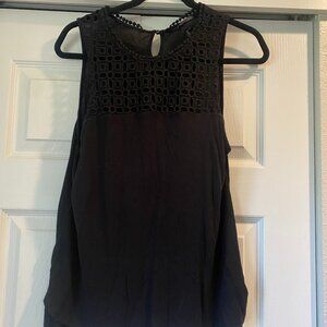 Black tank top, H&M, floral cut out pattern